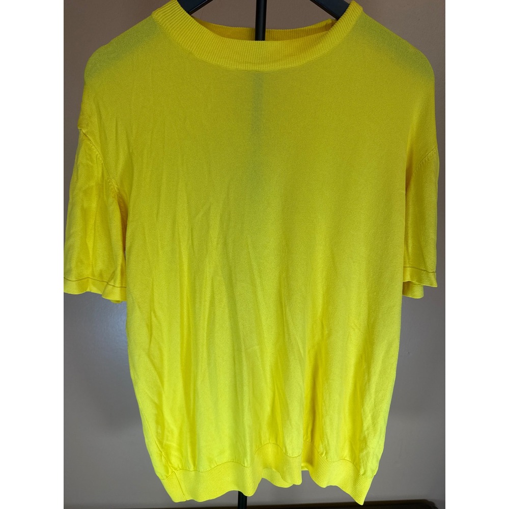Paul‎ Jones Mens Neon Yellow Short Sleeve Knit Sweater Crew Neck Size Large